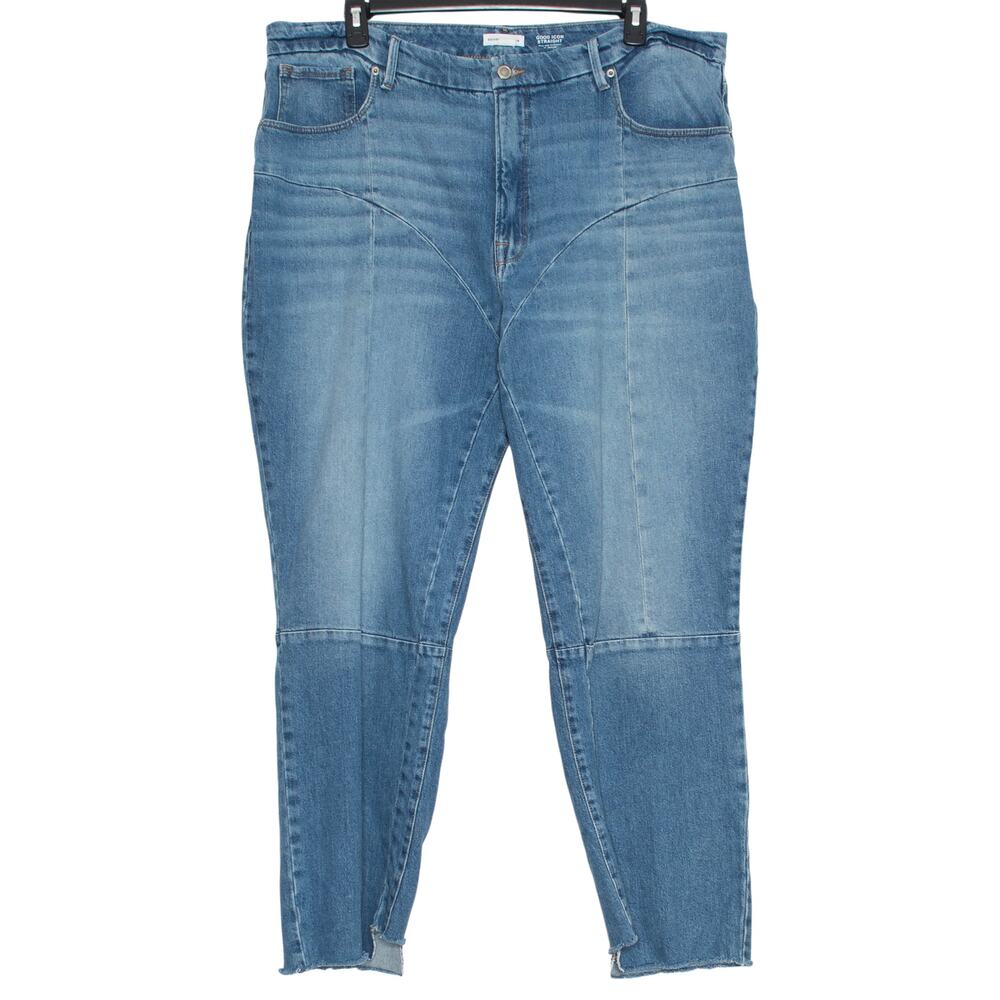 Good American Good Icon Straight Jeans High Rise Blue Plus Size 22 Minimalist